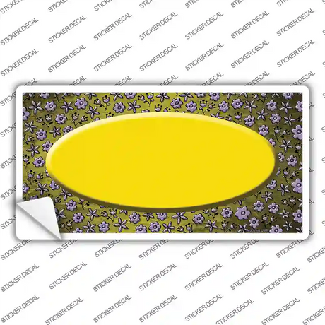 Yellow Purple Flowers Oval Oil Rubbed Novelty Sticker Decal