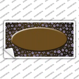 Brown Purple Flowers Oval Oil Rubbed Novelty Sticker Decal