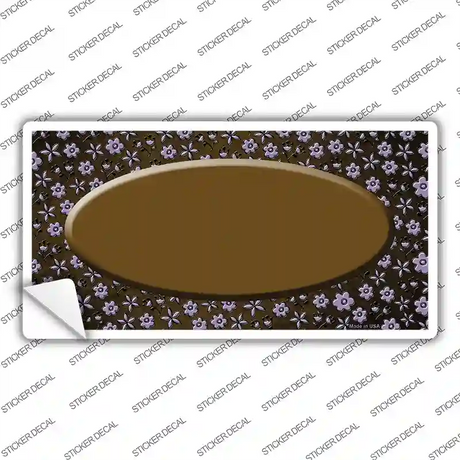Brown Purple Flowers Oval Oil Rubbed Novelty Sticker Decal