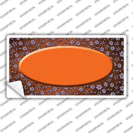 Orange Purple Flowers Oval Oil Rubbed Novelty Sticker Decal