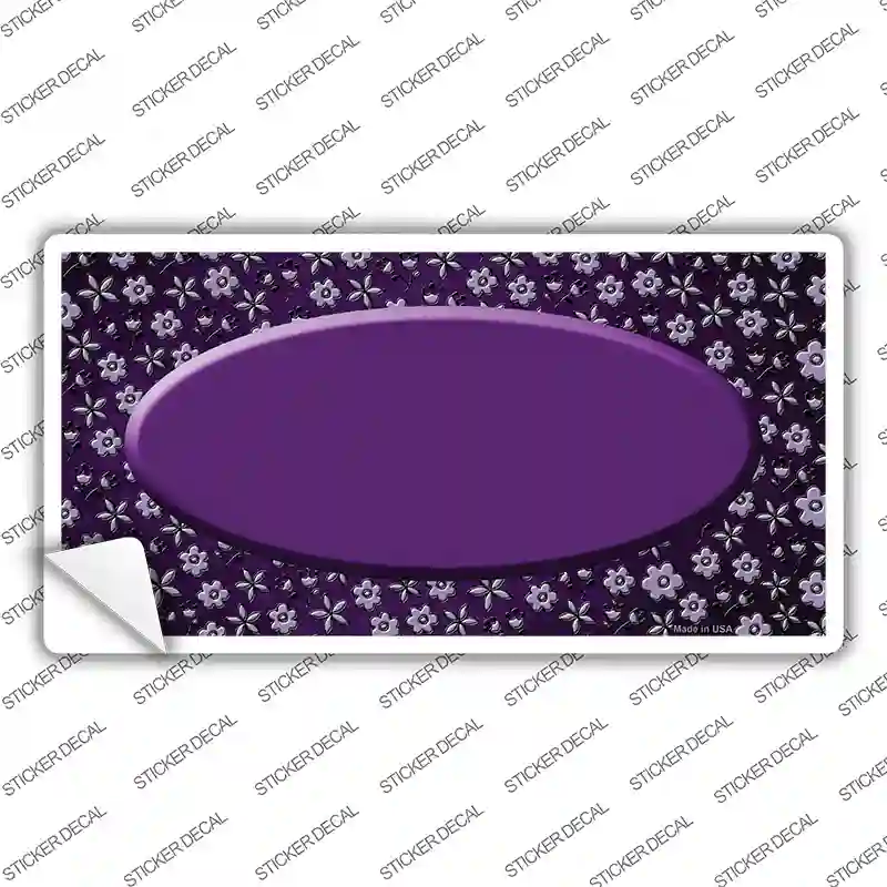 Purple Flowers Oval Oil Rubbed Novelty Sticker Decal