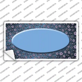 Light Blue Purple Flowers Oval Oil Rubbed Novelty Sticker Decal