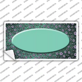 Mint Purple Flowers Oval Oil Rubbed Novelty Sticker Decal
