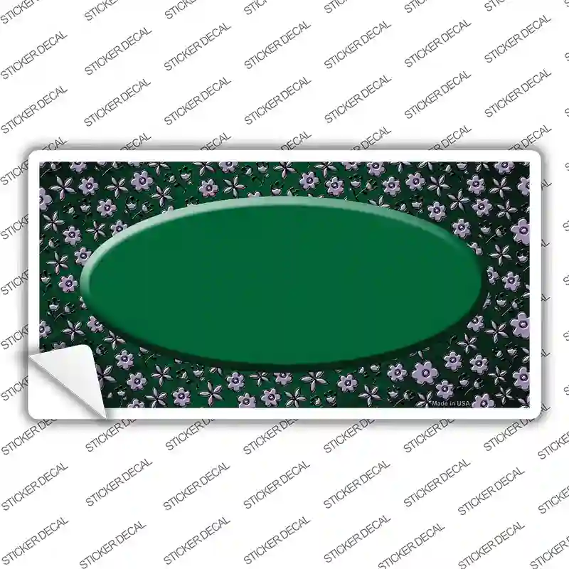 Green Purple Flowers Oval Oil Rubbed Novelty Sticker Decal