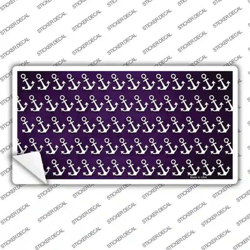 Purple White Anchor Oil Rubbed Novelty Sticker Decal
