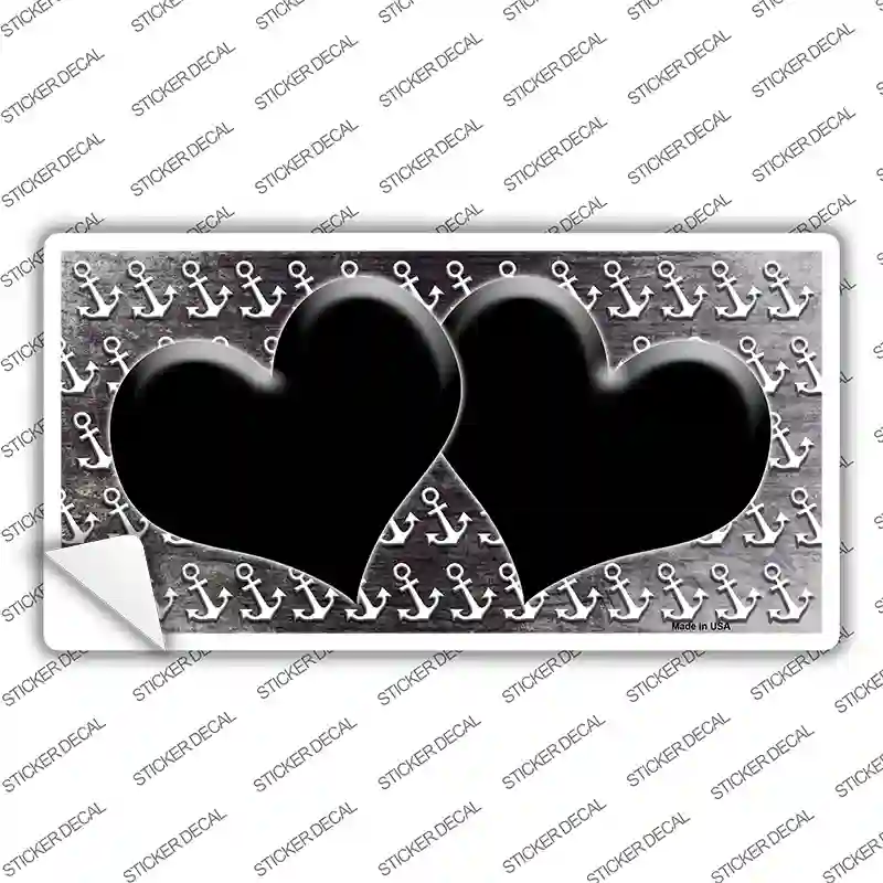 Black White Anchor Hearts Oil Rubbed Novelty Sticker Decal