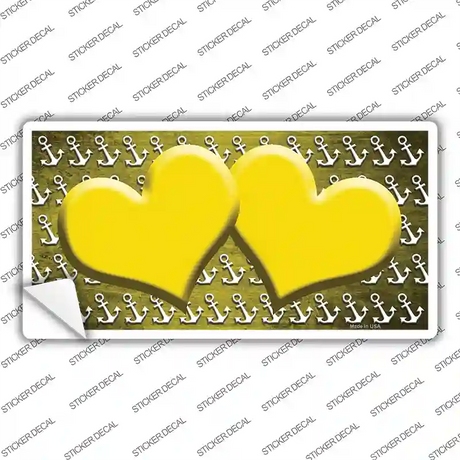 Yellow White Anchor Hearts Oil Rubbed Novelty Sticker Decal