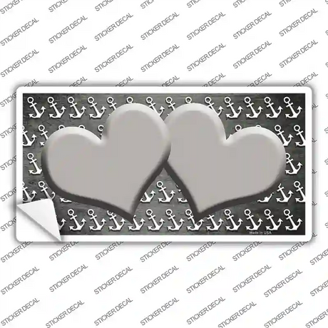 Gray White Anchor Hearts Oil Rubbed Novelty Sticker Decal