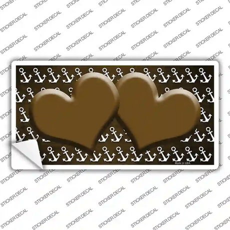 Brown White Anchor Hearts Oil Rubbed Novelty Sticker Decal