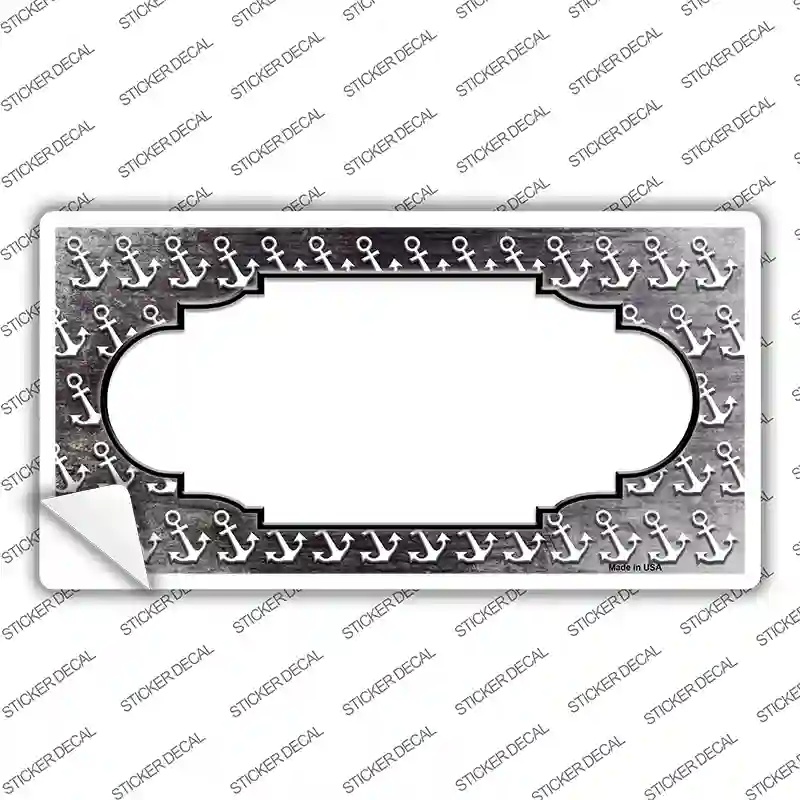 Black White Anchor Scallop Oil Rubbed Novelty Sticker Decal