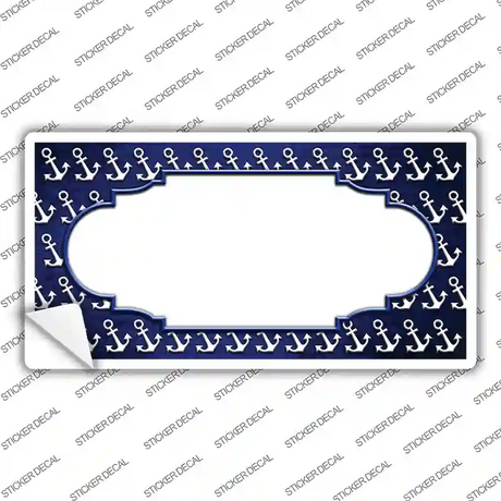 Blue White Anchor Scallop Oil Rubbed Novelty Sticker Decal