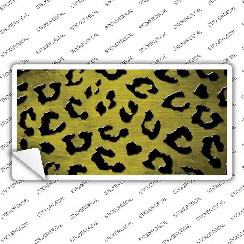 Yellow Black Cheetah Oil Rubbed Novelty Sticker Decal