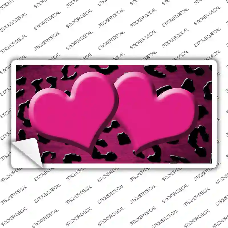 Pink Black Cheetah Hearts Oil Rubbed Novelty Sticker Decal