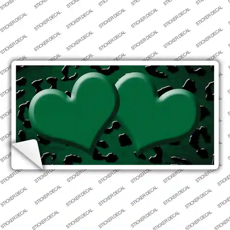 Green Black Cheetah Hearts Oil Rubbed Novelty Sticker Decal