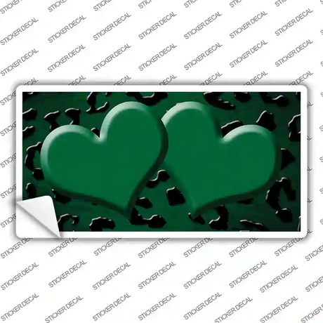 Green Black Cheetah Hearts Oil Rubbed Novelty Sticker Decal