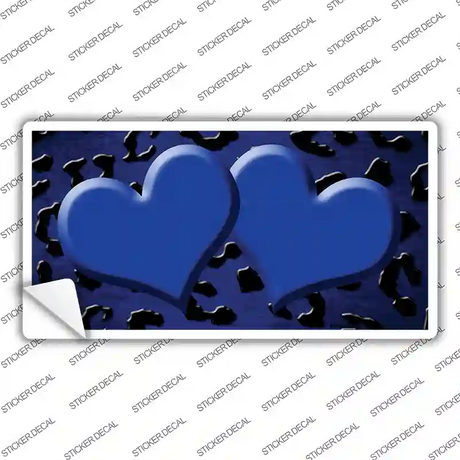 Blue Black Cheetah Hearts Oil Rubbed Novelty Sticker Decal