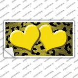 Yellow Black Cheetah Hearts Oil Rubbed Novelty Sticker Decal