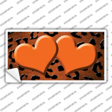 Orange Black Cheetah Hearts Oil Rubbed Novelty Sticker Decal