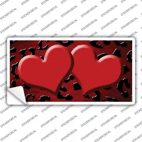 Red Black Cheetah Hearts Oil Rubbed Novelty Sticker Decal