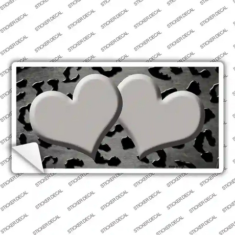 Gray Black Cheetah Hearts Oil Rubbed Novelty Sticker Decal