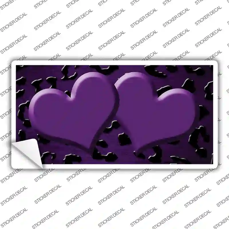 Purple Black Cheetah Hearts Oil Rubbed Novelty Sticker Decal