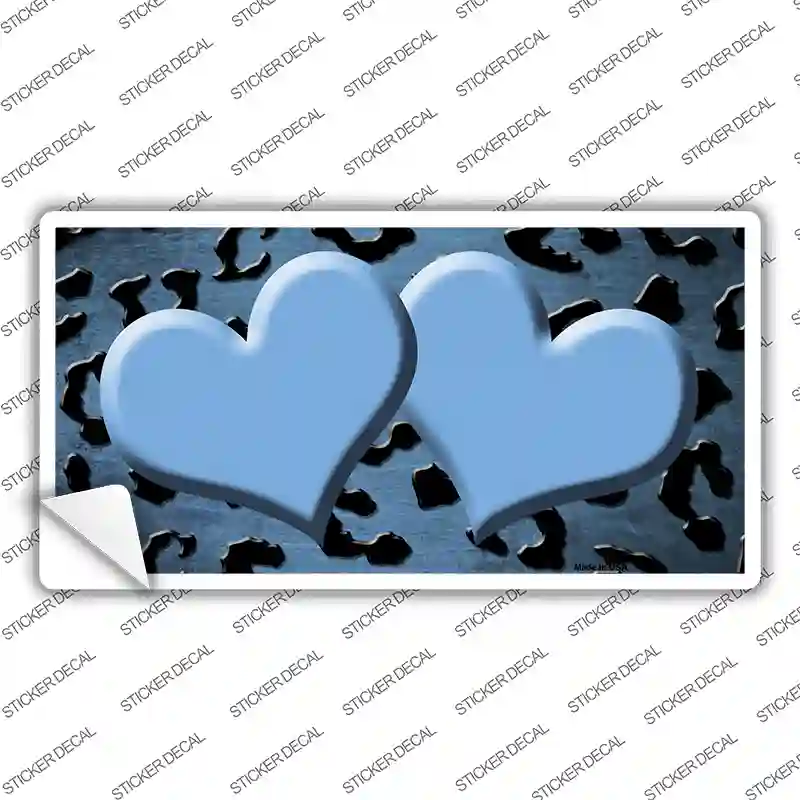 Light Blue Black Cheetah Hearts Oil Rubbed Novelty Sticker Decal