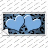 Light Blue Black Cheetah Hearts Oil Rubbed Novelty Sticker Decal