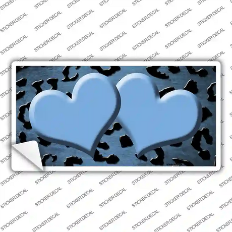 Light Blue Black Cheetah Hearts Oil Rubbed Novelty Sticker Decal