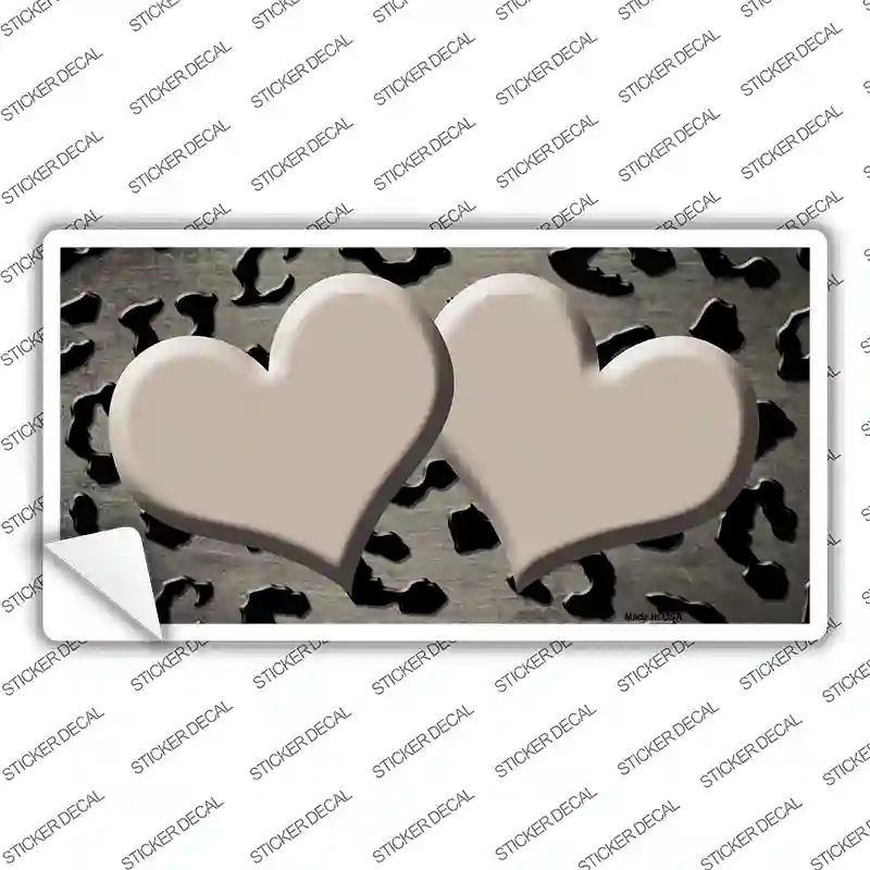 Tan Black Cheetah Hearts Oil Rubbed Novelty Sticker Decal