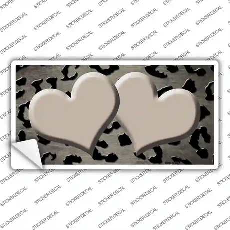 Tan Black Cheetah Hearts Oil Rubbed Novelty Sticker Decal