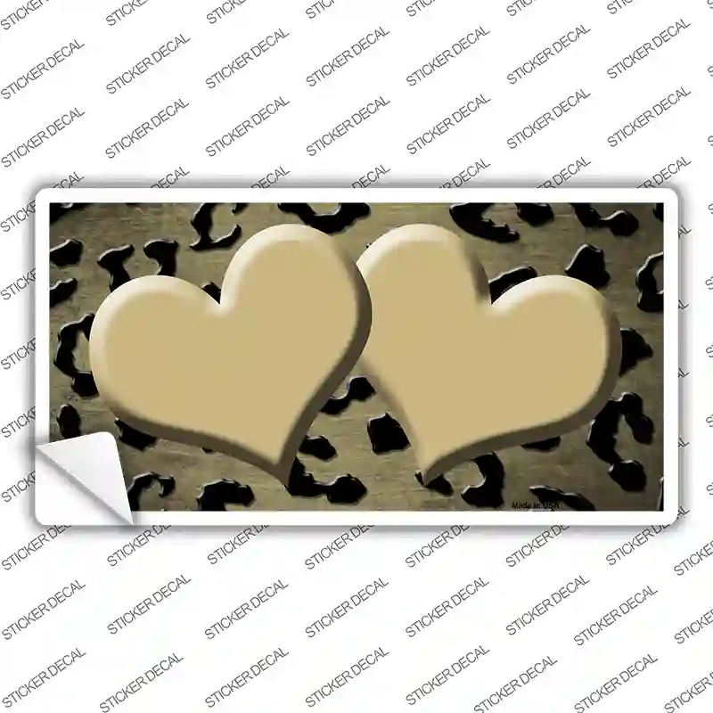 Gold Black Cheetah Hearts Oil Rubbed Novelty Sticker Decal