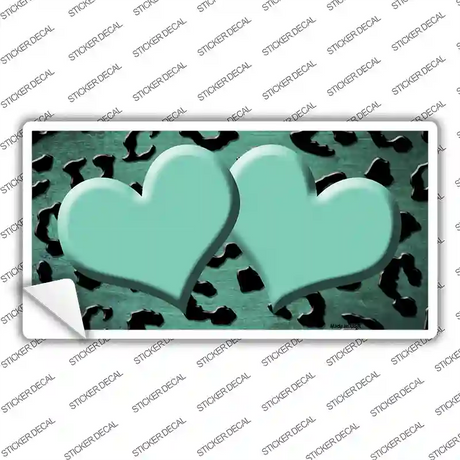 Mint Black Cheetah Hearts Oil Rubbed Novelty Sticker Decal