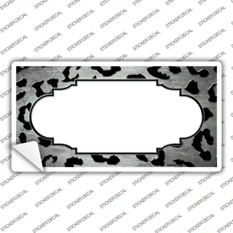 White Black Cheetah Scallop Oil Rubbed Novelty Sticker Decal