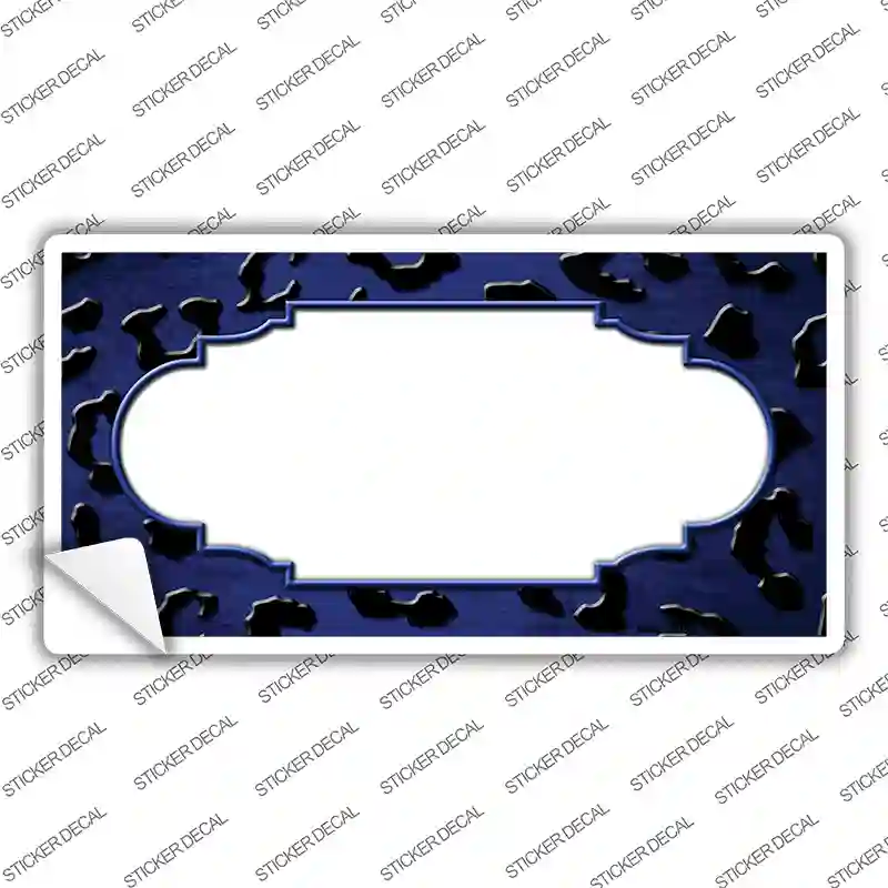 Blue Black Cheetah Scallop Oil Rubbed Novelty Sticker Decal
