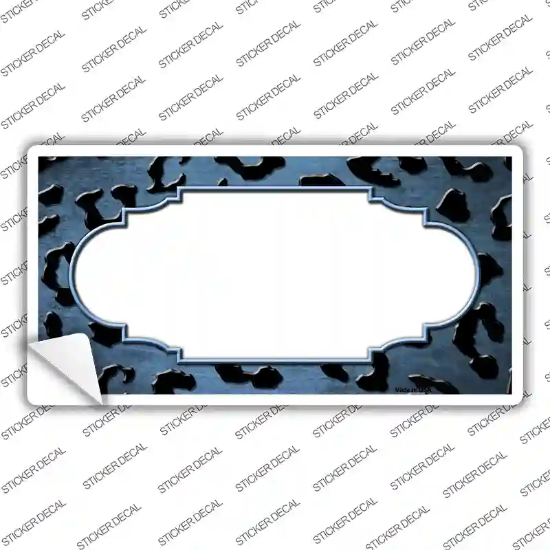 Light Blue Black Cheetah Scallop Oil Rubbed Novelty Sticker Decal