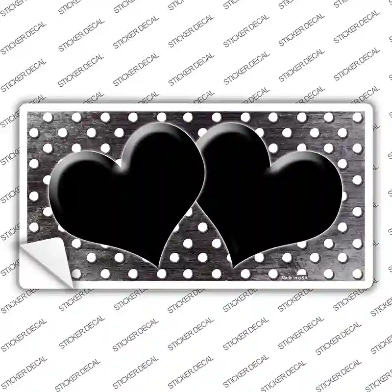 Black White Small Dots Hearts Oil Rubbed Novelty Sticker Decal