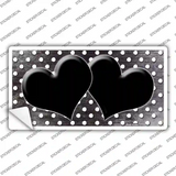 Black White Small Dots Hearts Oil Rubbed Novelty Sticker Decal
