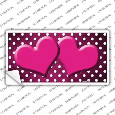 Pink White Small Dots Hearts Oil Rubbed Novelty Sticker Decal