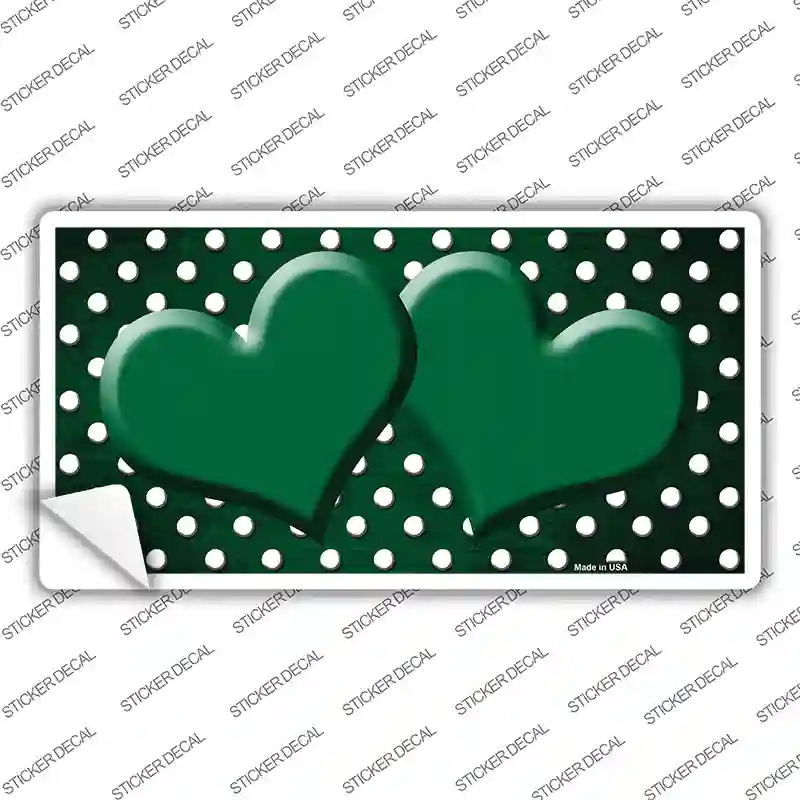 Green White Small Dots Hearts Oil Rubbed Novelty Sticker Decal