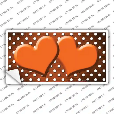 Orange White Small Dots Hearts Oil Rubbed Novelty Sticker Decal