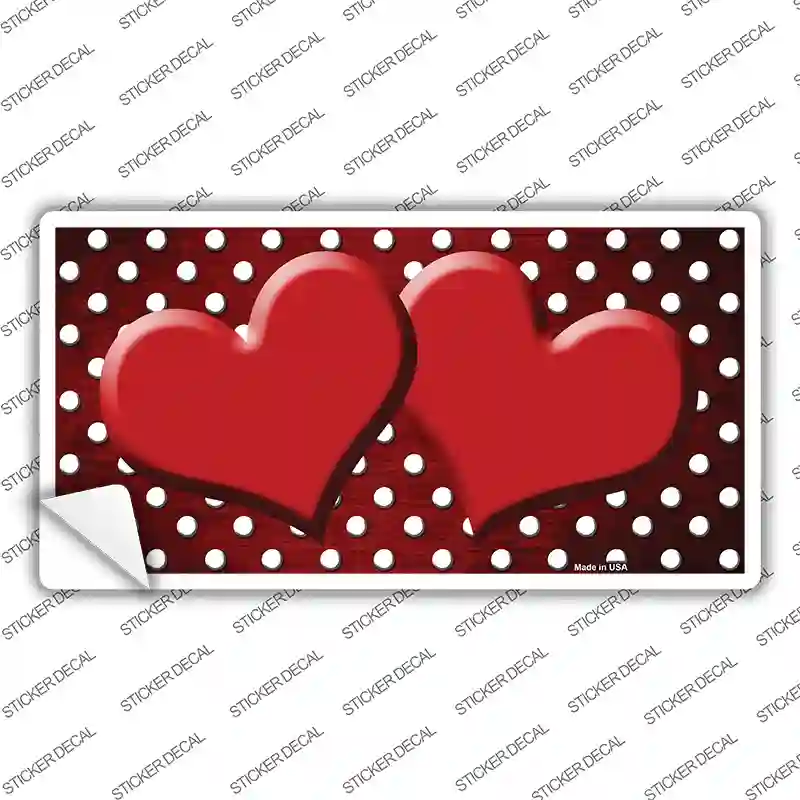 Red White Small Dots Hearts Oil Rubbed Novelty Sticker Decal