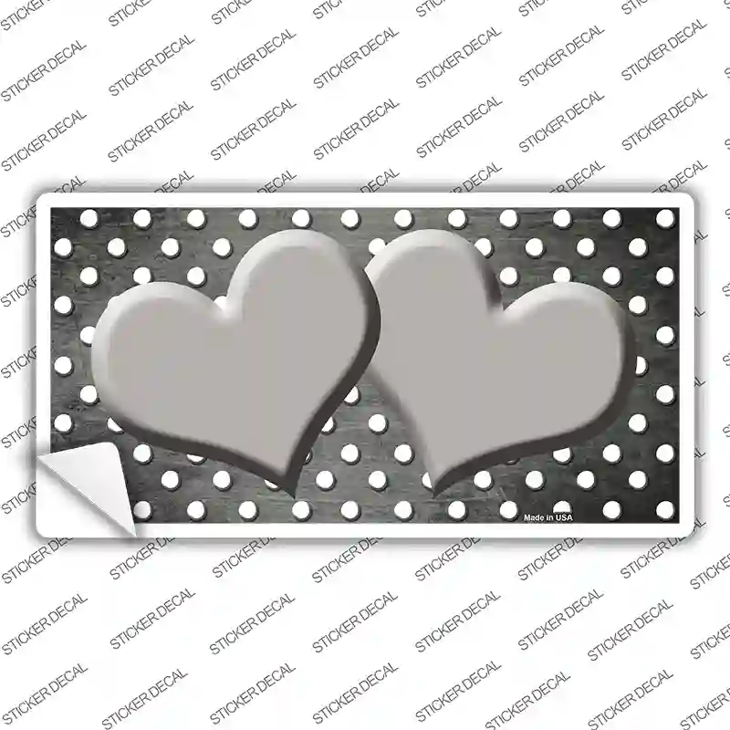 Gray White Small Dots Hearts Oil Rubbed Novelty Sticker Decal