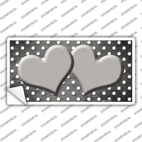 Gray White Small Dots Hearts Oil Rubbed Novelty Sticker Decal