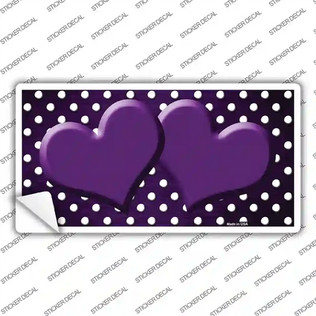Purple White Small Dots Hearts Oil Rubbed Novelty Sticker Decal
