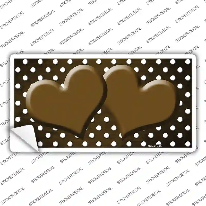 Brown White Small Dots Hearts Oil Rubbed Novelty Sticker Decal