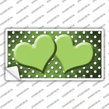 Lime Green White Small Dots Hearts Oil Rubbed Novelty Sticker Decal