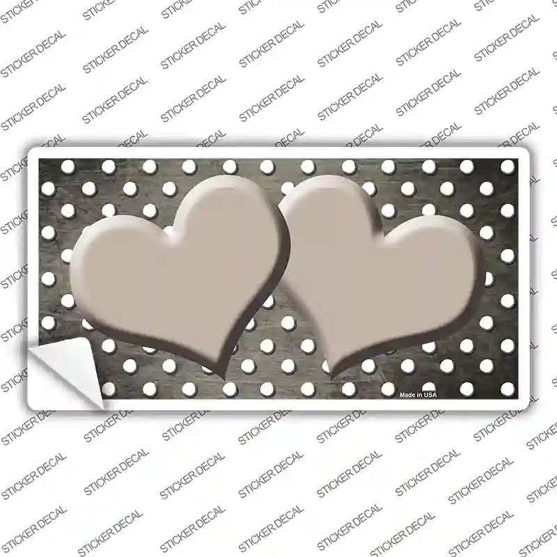 Tan White Small Dots Hearts Oil Rubbed Novelty Sticker Decal