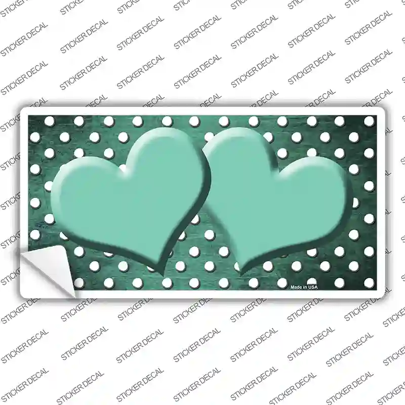 Mint White Small Dots Hearts Oil Rubbed Novelty Sticker Decal