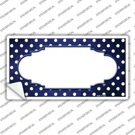 Blue White Small Dots Scallop Oil Rubbed Novelty Sticker Decal