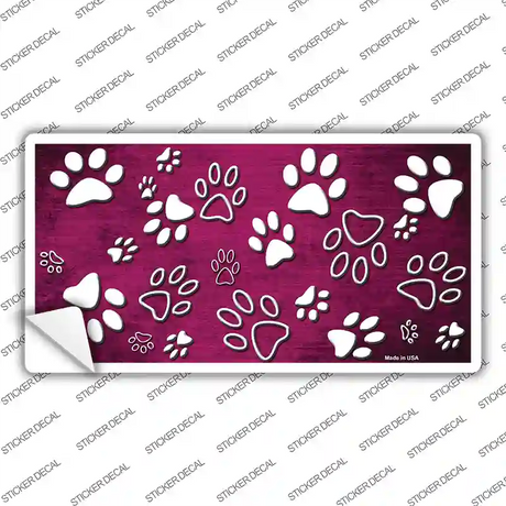 Pink White Paw Oil Rubbed Novelty Sticker Decal